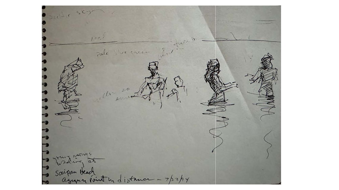 Drawing of bathers
