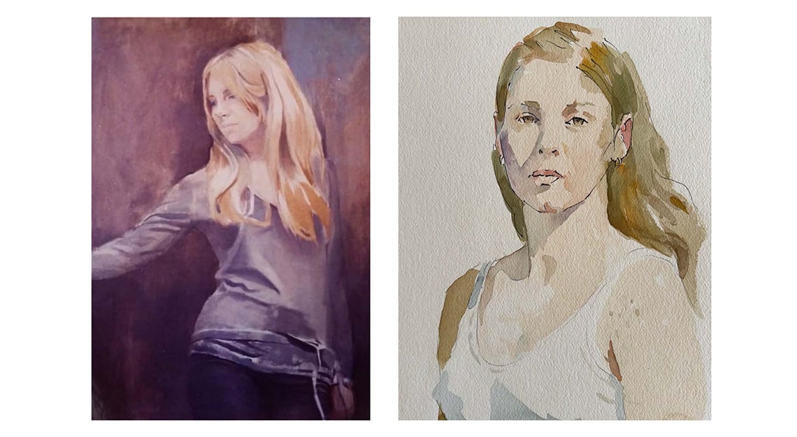 Two portraits of young women